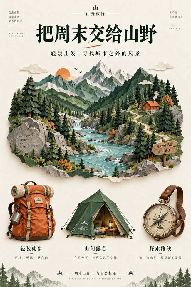 山野旅行海报原图